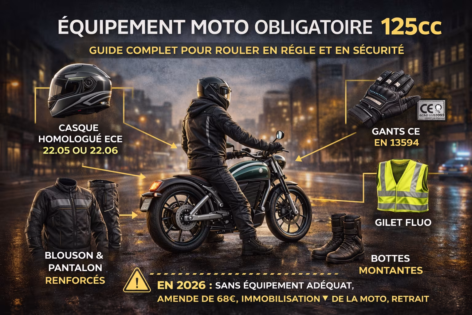 équipement moto 125cc obligatoire