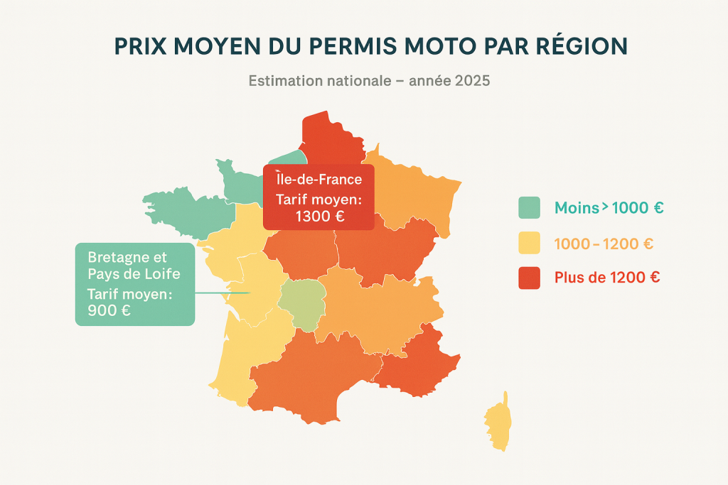 Tarif permis moto : prix, astuces et comparatif tarif permis moto par region